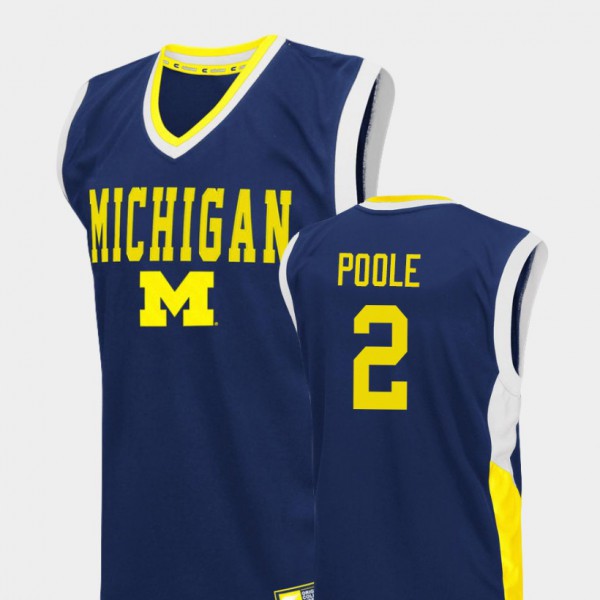 University of Michigan #2 Men Jordan Poole Jersey Blue Stitch College Basketball Fadeaway